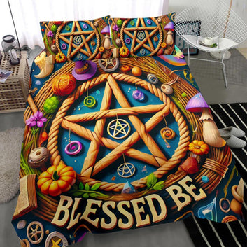 Witchcraft Pentacle Pagan Bedding Set Pentagram Wiccan Home Decor-MoonChildWorld