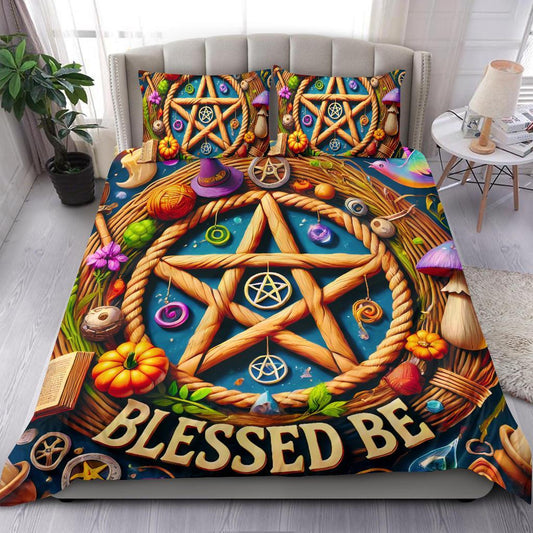 Witchcraft Pentacle Pagan Bedding Set Pentagram Wiccan Home Decor-MoonChildWorld