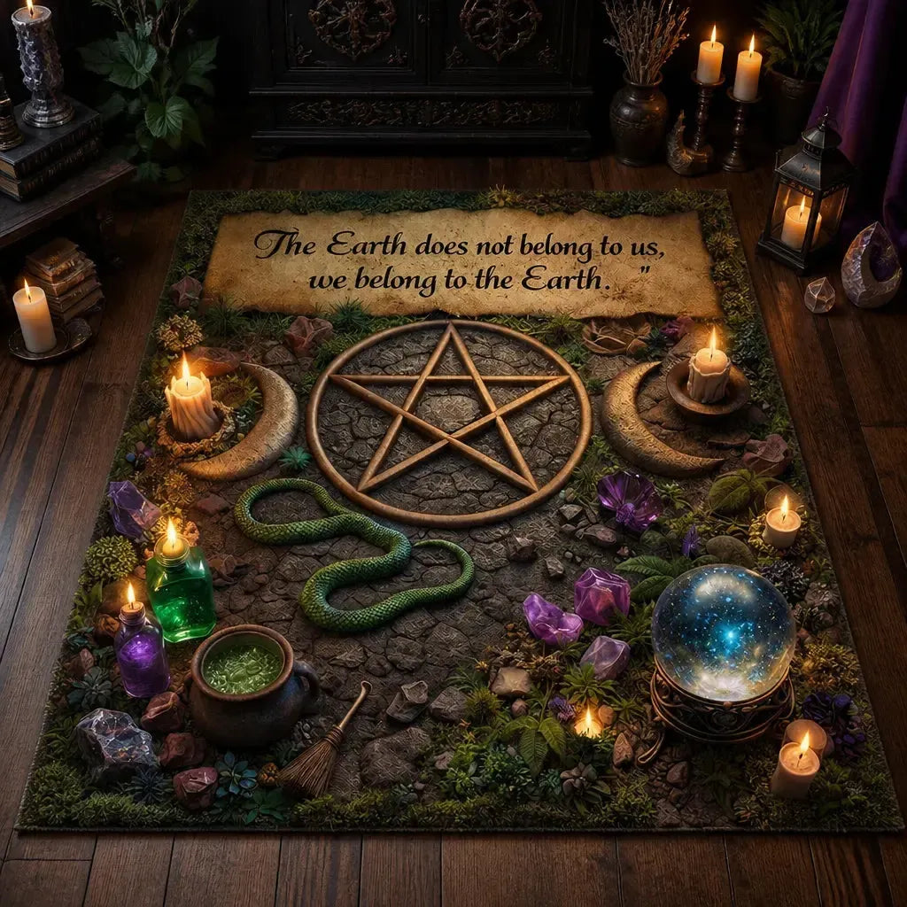 Witchcraft Pentacle Triple Moon Area Rug – Occult Pagan Carpet for Gothic Home_mockup_2.webp