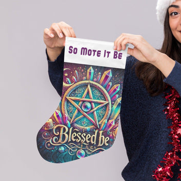 Witchcraft Pentacle Wicca Christmas Stocking for Yule Decorations-MoonChildWorld