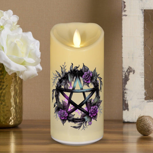 Witchcraft Pentacle Wicca Flameless LED Candle-MoonChildWorld