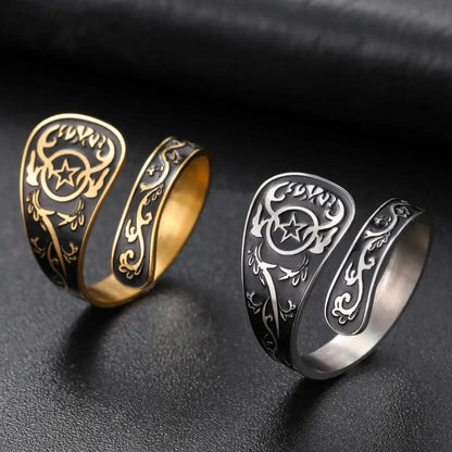Witchcraft Pentagram Adjustable Ring Wicca Jewelry-MoonChildWorld