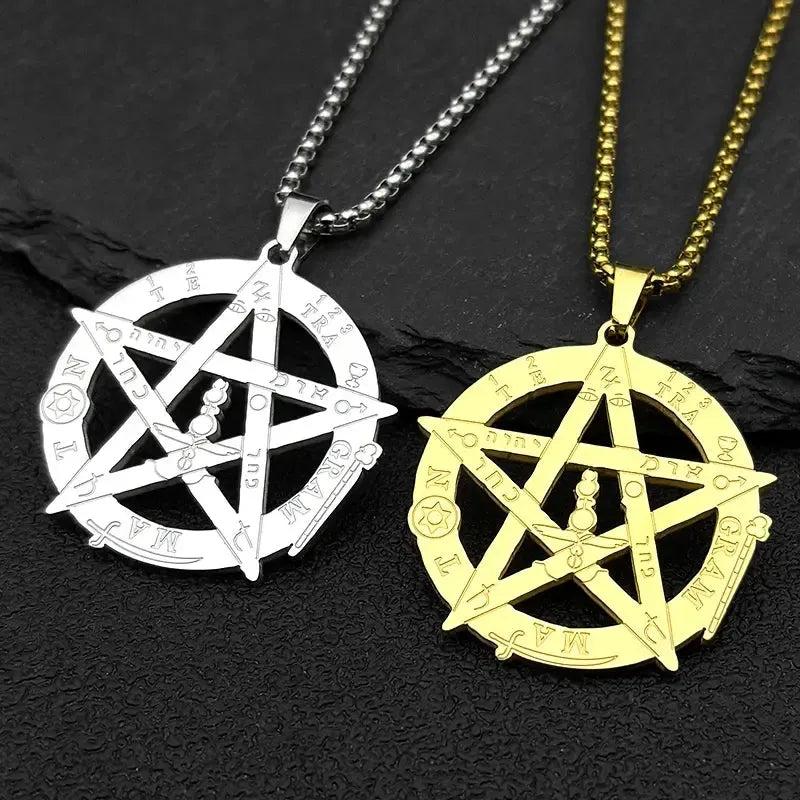 Witchcraft Pentagram Necklace - Tetragrammaton Seal of Solomon Witchcraft Pentacle Necklace-MoonChildWorld