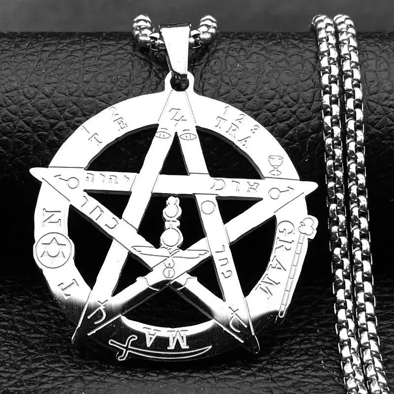 Witchcraft Pentagram Necklace - Tetragrammaton Seal of Solomon Witchcraft Pentacle Necklace-MoonChildWorld