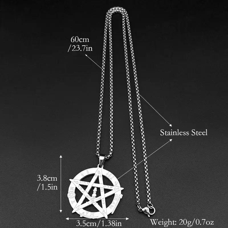 Witchcraft Pentagram Necklace - Tetragrammaton Seal of Solomon Witchcraft Pentacle Necklace-MoonChildWorld
