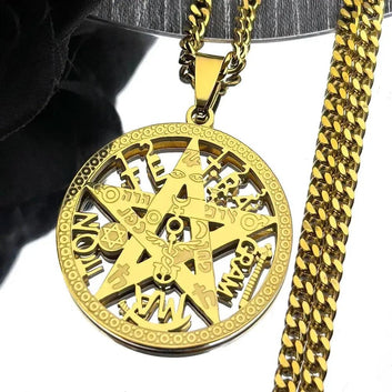 Witchcraft Pentagram Tetragrammaton Pendant Necklace Witch Jewelry-MoonChildWorld