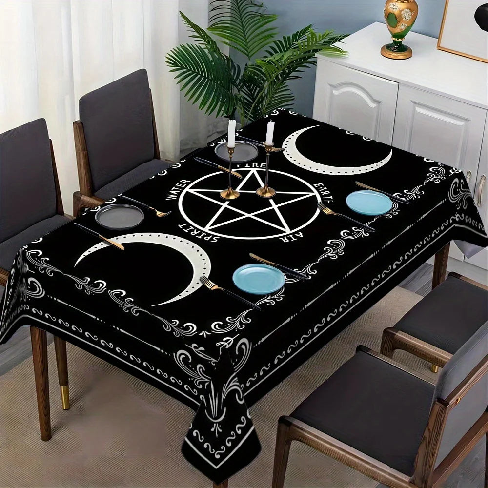 Witchcraft Pentagram Triple Moon Tablecloth Wicca Table Decor-MoonChildWorld