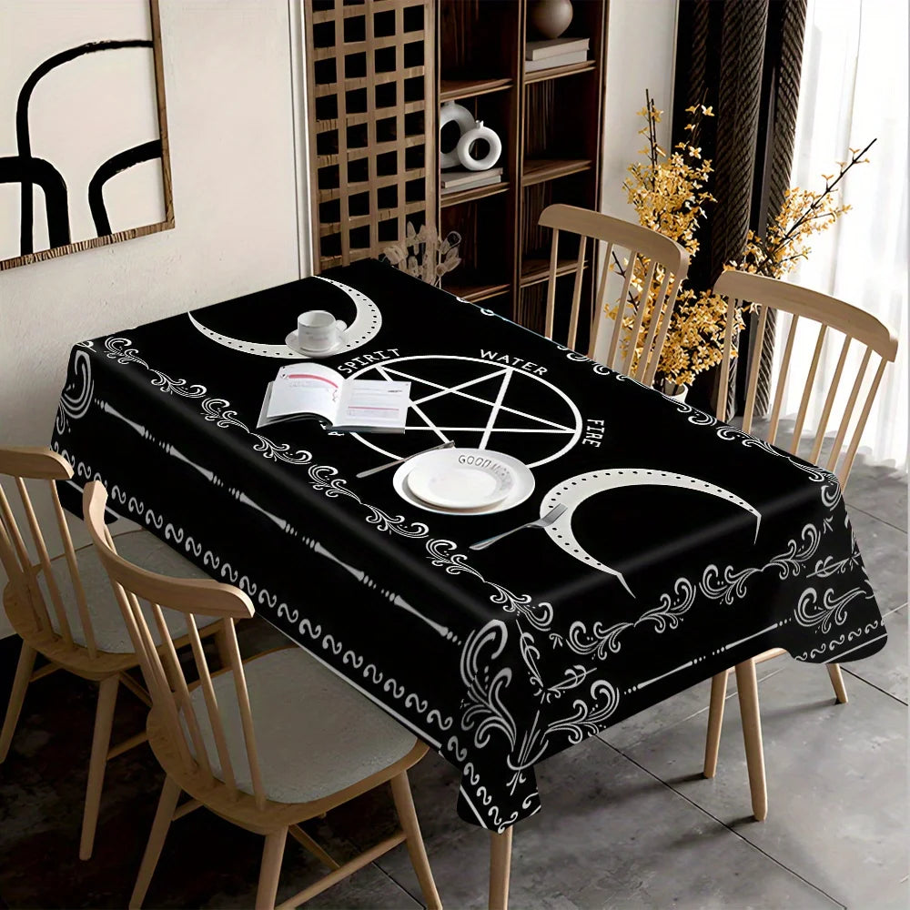 Witchcraft Pentagram Triple Moon Tablecloth Wicca Table Decor-MoonChildWorld
