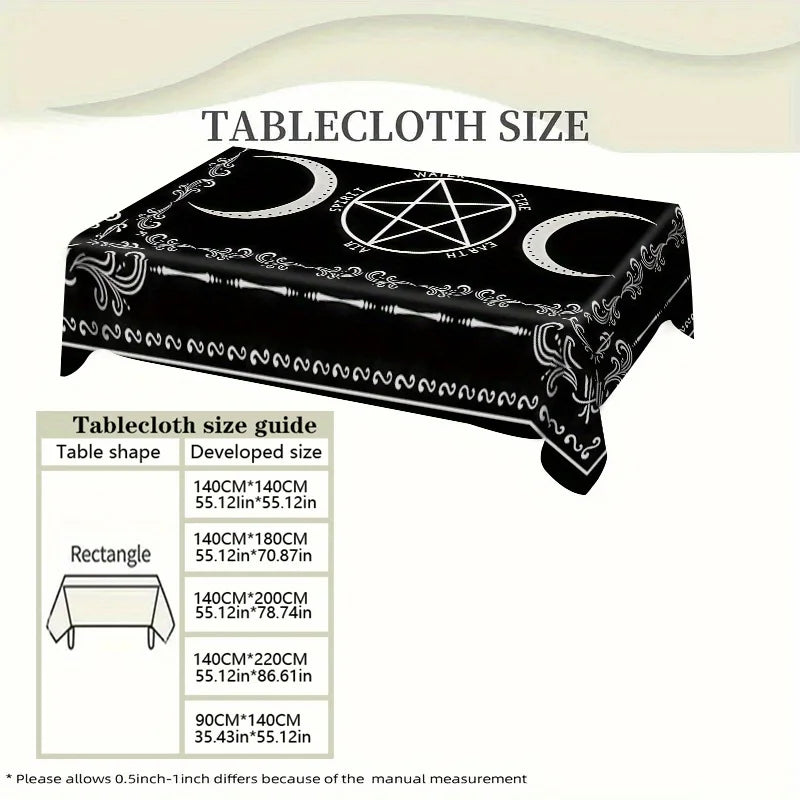 Witchcraft Pentagram Triple Moon Tablecloth Wicca Table Decor-MoonChildWorld