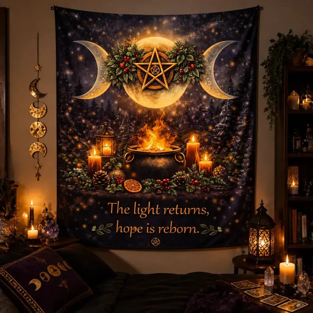 Witchcraft Pentagram Triple Moon Wicca Yule Tapestry Pagan Altar Wall Hanging_mockup_1.webp