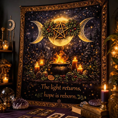 Witchcraft Pentagram Triple Moon Wicca Yule Tapestry Pagan Altar Wall Hanging_mockup_3.webp