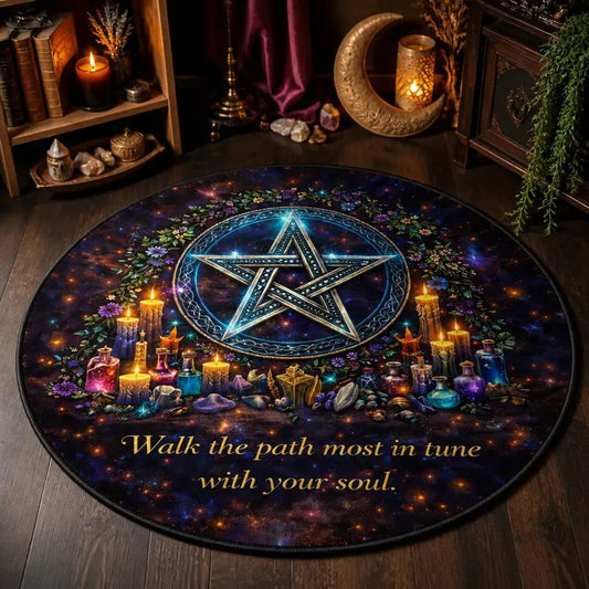 Witchcraft Pentagram Wiccan Round Rug Pentacle Pagan Carpet for Yule Home Decor_mockup_3.webp