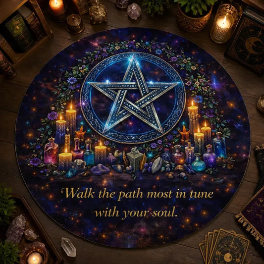 Witchcraft Pentagram Wiccan Round Rug Pentacle Pagan Carpet for Yule Home Decor_mockup_2.webp