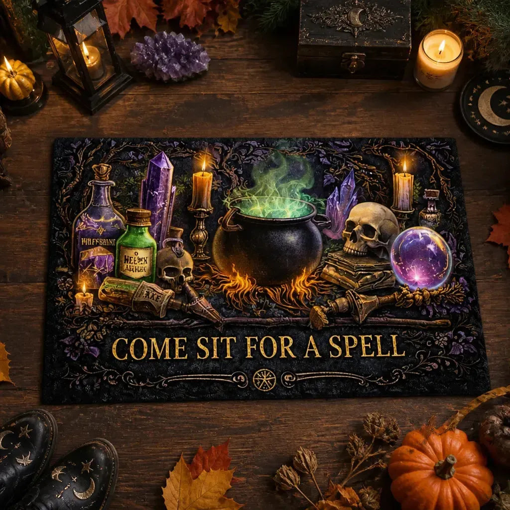 Witchcraft Spell Doormat – Occult Pagan Welcome Mat for Gothic Home_mockup_3.webp