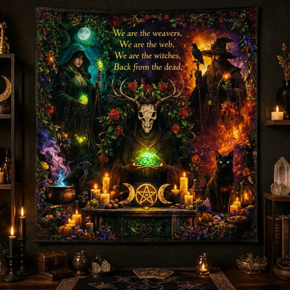 Witchcraft Spell Knowledge Tapestry – Wiccan Altar Wall Hanging_mockup_2.webp