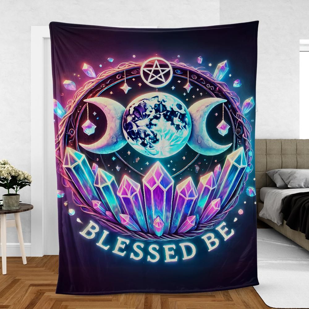 Witchcraft Triple Moon Blanket - Wiccan Lunar Phase Throw for Altars & Sacred Spaces-MoonChildWorld
