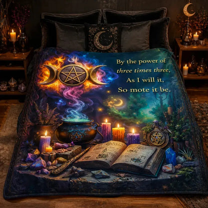 Witchcraft Triple Moon & Pentagram Pagan Blanket - Wiccan Symbols Witchy Blanket for Yule_mockup_2.webp
