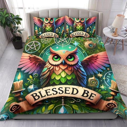 Witchcraft Wicca Pentagram Owl Bedding Set for Pagan Home Decor-MoonChildWorld