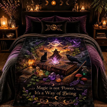 Witchcraft-themed Blanket with Mystical Symbols - Gothic Blanket for Wiccan & Witch Home Decor_mockup_1.webp