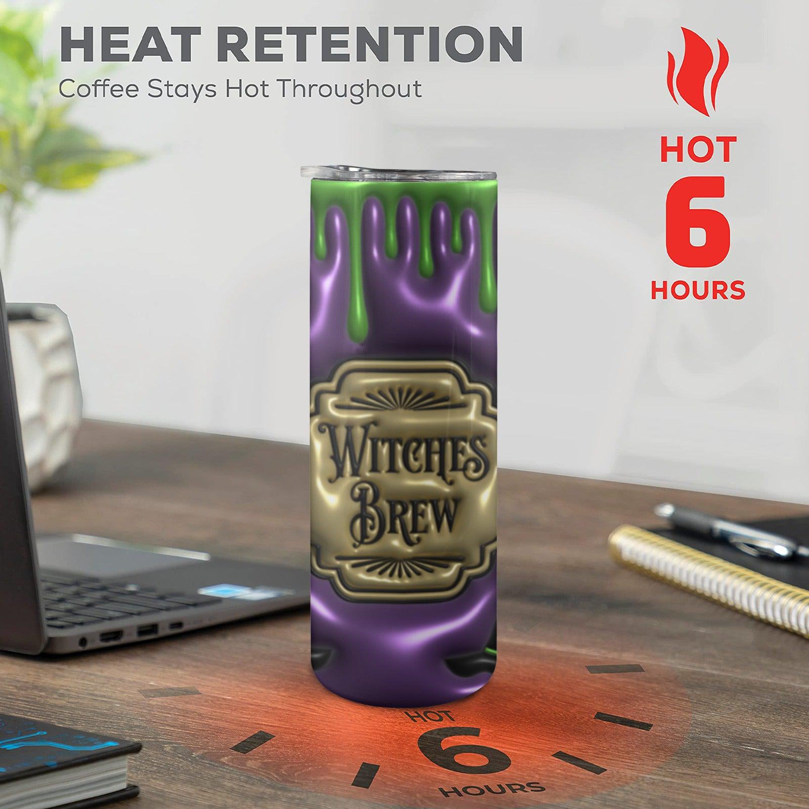 Witches Brew Gothic Skinny Tumbler with Lid and Straw-MoonChildWorld