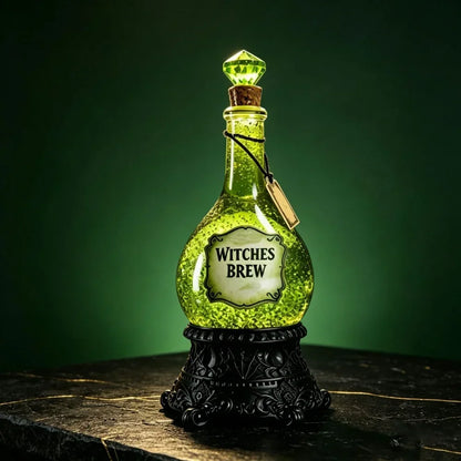Witchy potion bottle styled on an altar with candles