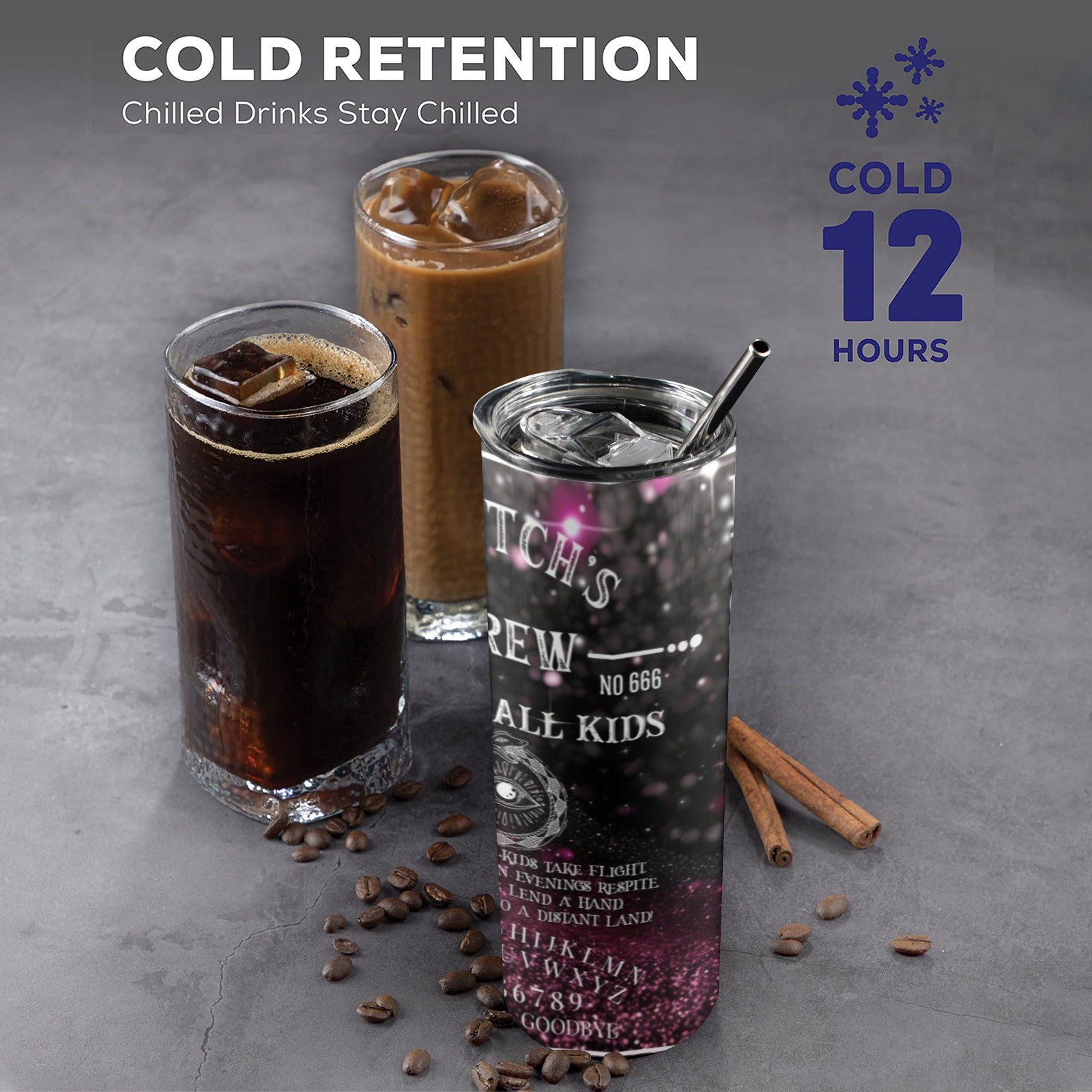 Witches Brew Skinny Tumbler with Lid and Straw-MoonChildWorld