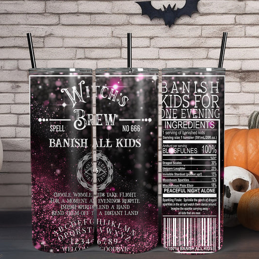 Witches Brew Skinny Tumbler with Lid and Straw-MoonChildWorld