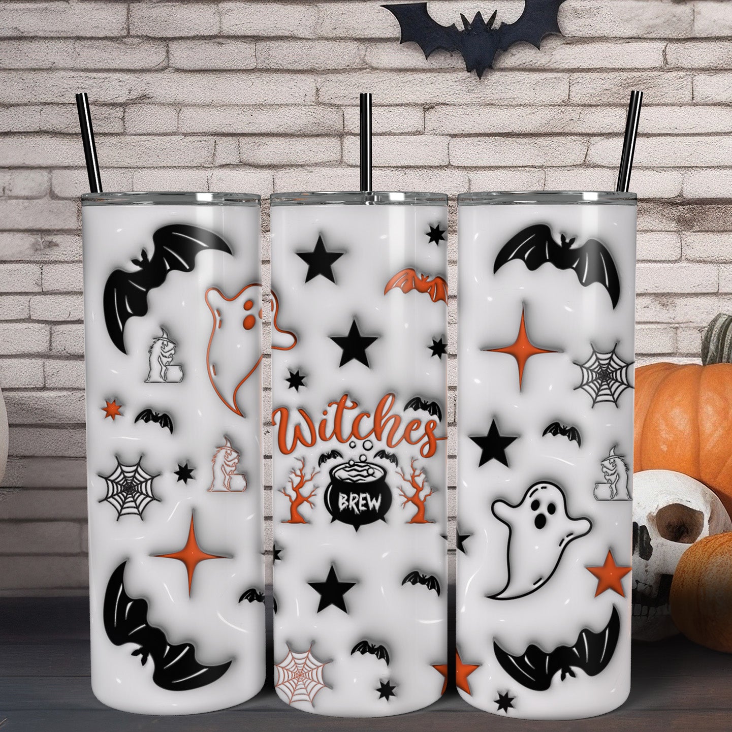 Witches Brew Skinny Tumbler with Lid and Straw-MoonChildWorld