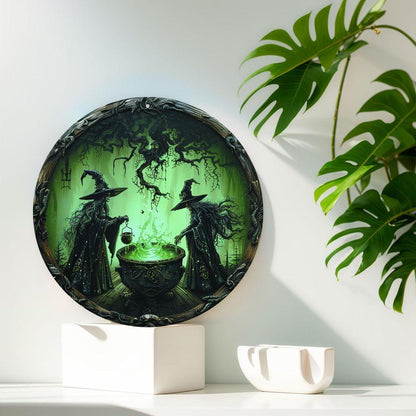Witches Brewing Potion Metal Sign Witch Wall Art for Halloween Decor-MoonChildWorld