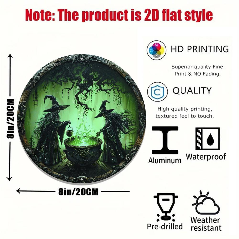 Witches Brewing Potion Metal Sign Witch Wall Art for Halloween Decor-MoonChildWorld