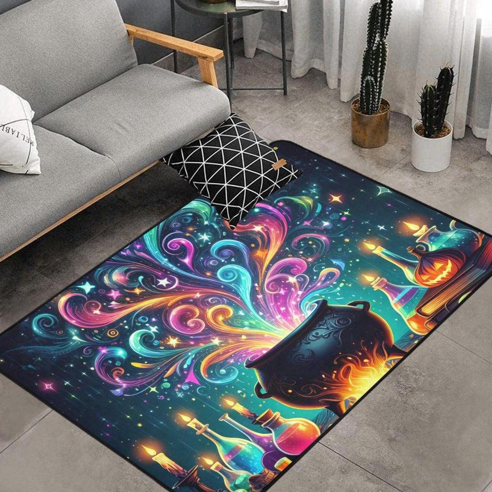 Witches Cauldron Area Rug Witchcraft Carpet-MoonChildWorld