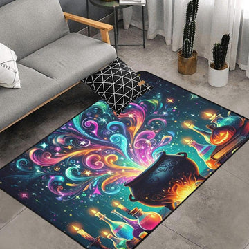 Witches Cauldron Area Rug Witchcraft Carpet-MoonChildWorld