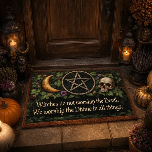 Pentacle Moon Wicca Doormat – Witchy Halloween Welcome Mat for Gothic Entryway_mockup_1.webp