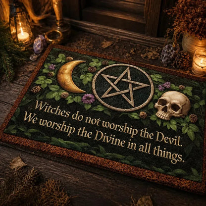 Pentacle Moon Wicca Doormat – Witchy Halloween Welcome Mat for Gothic Entryway_mockup_2.webp