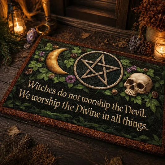 Pentacle Moon Wicca Doormat – Witchy Halloween Welcome Mat for Gothic Entryway_mockup_2.webp