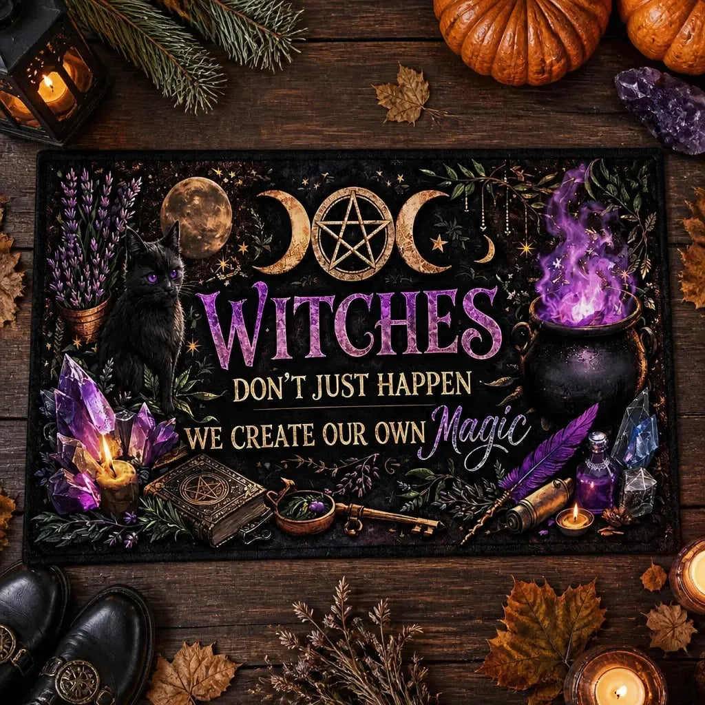 Triple Moon Black Cat Witchy Doormat – Wicca Pagan Welcome Mat for Witchy Home Decor_mockup_3.webp