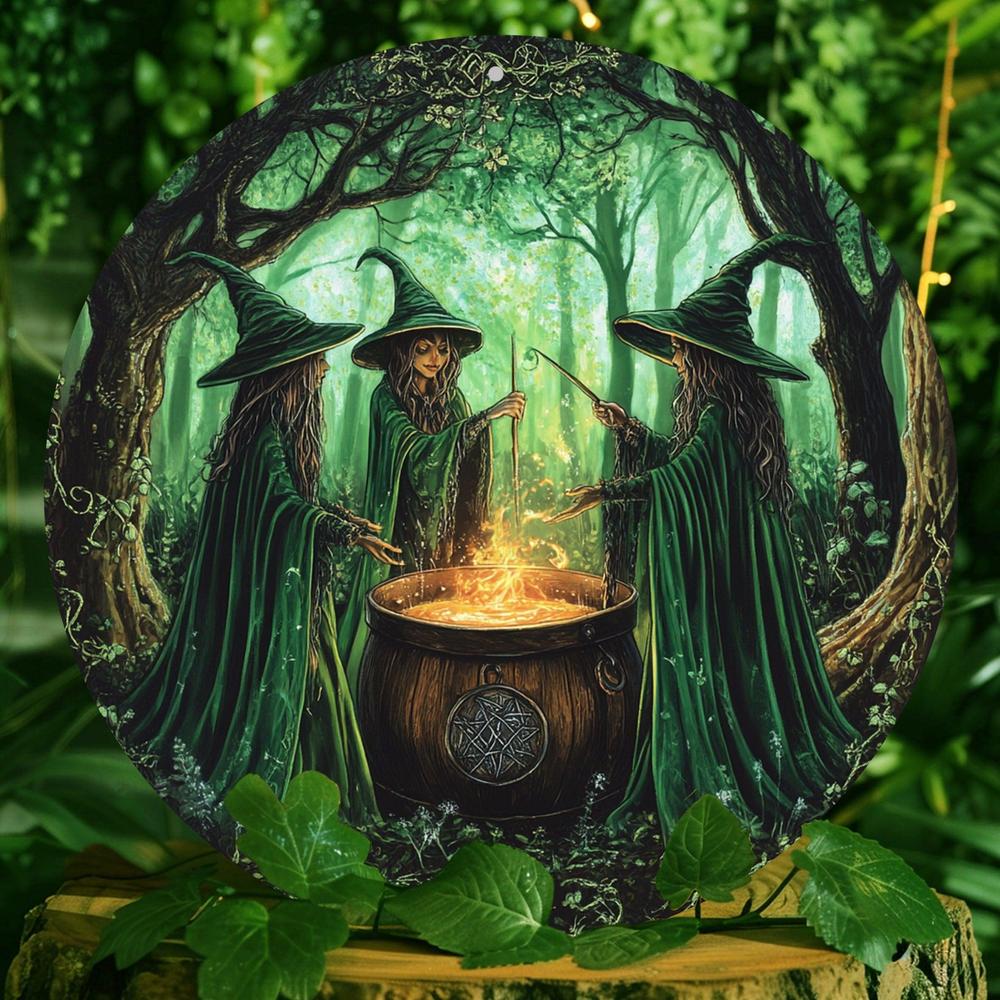 Witches Metal Sign Spooky Wall Decor for Witchy Halloween-MoonChildWorld