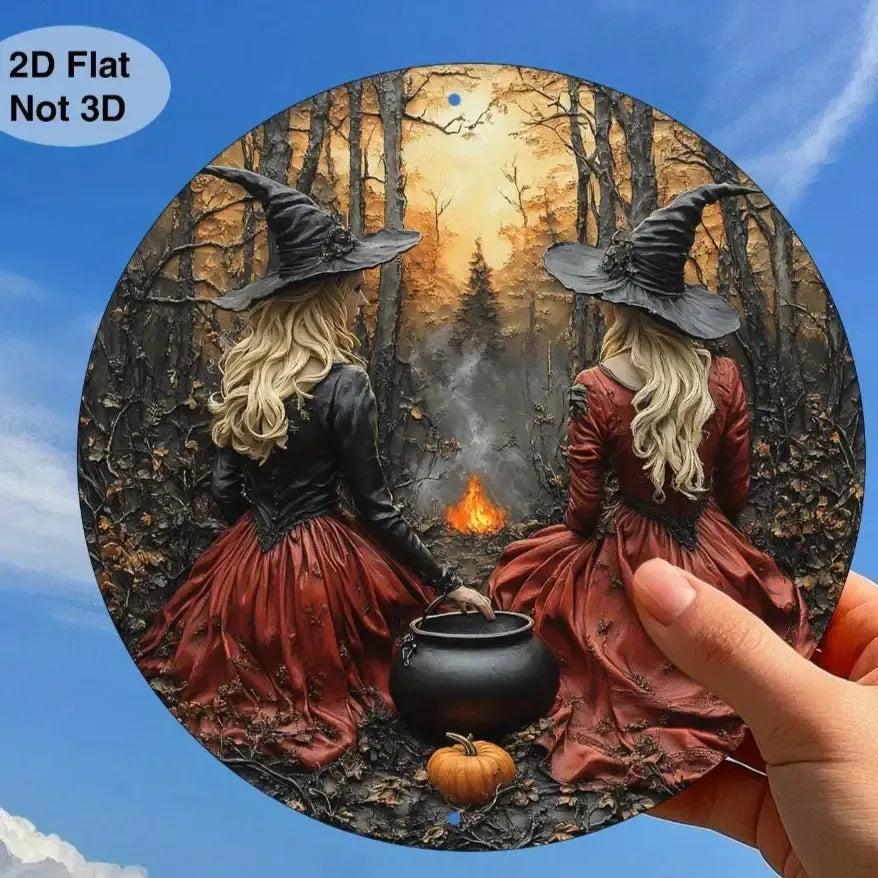 Witches Metal Sign Spooky Wall Decor for Witchy Halloween-MoonChildWorld