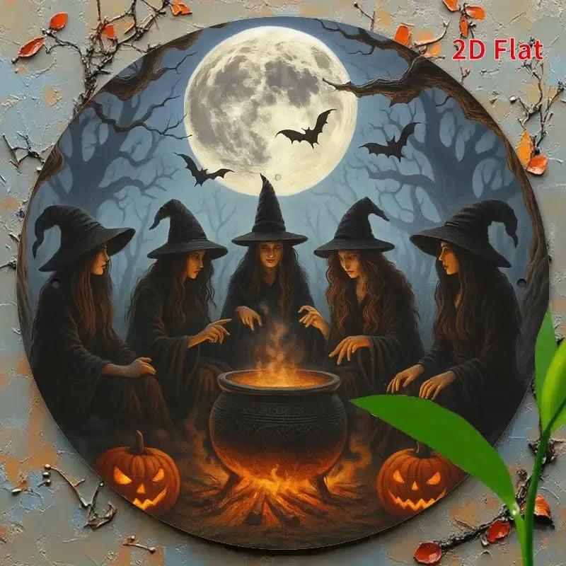 Witches Metal Sign Spooky Wall Decor for Witchy Halloween-MoonChildWorld