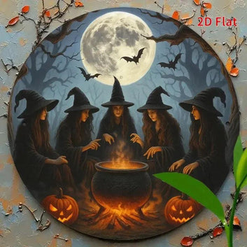 Witches Metal Sign Spooky Wall Decor for Witchy Halloween-MoonChildWorld