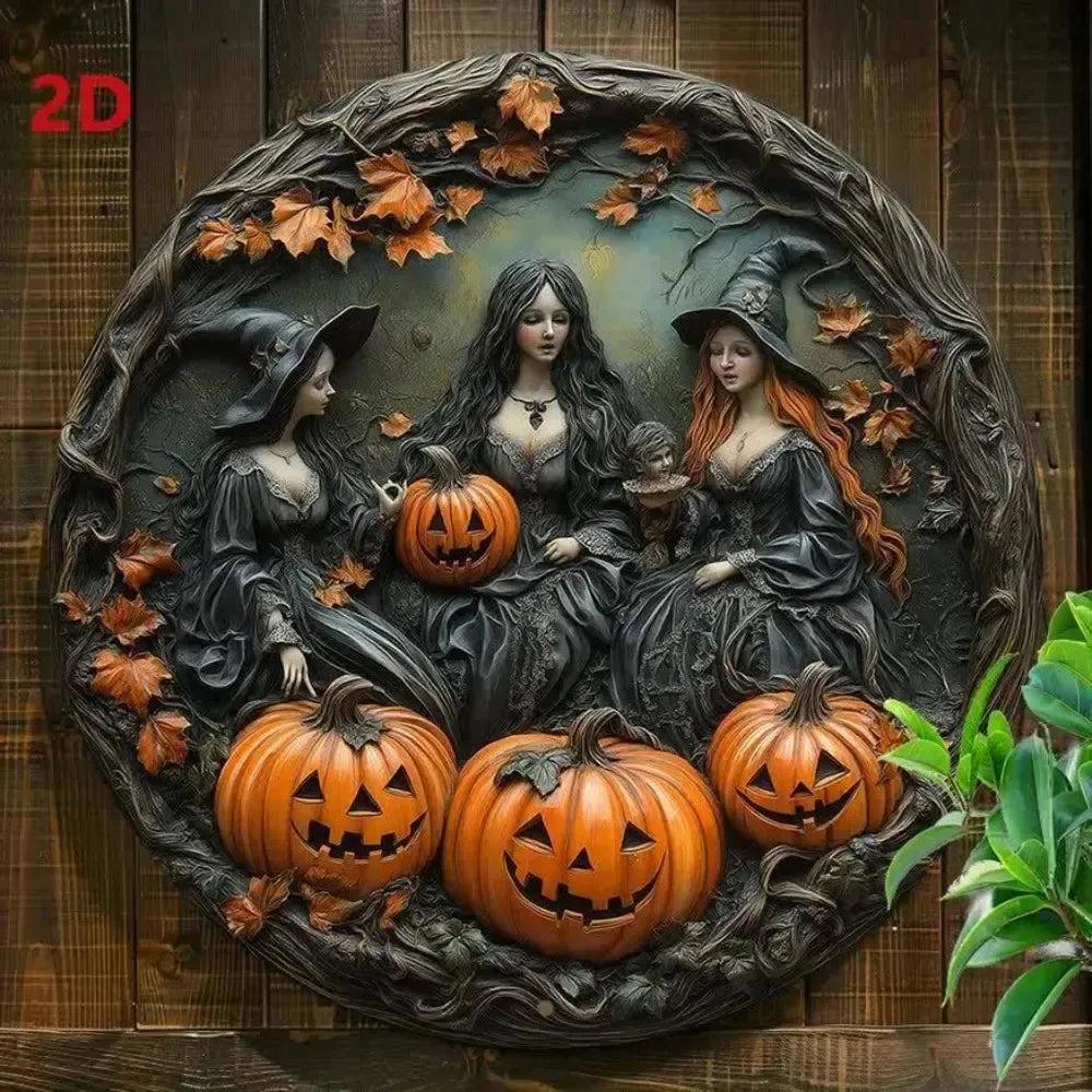 Witches Metal Sign Spooky Wall Decor for Witchy Halloween-MoonChildWorld