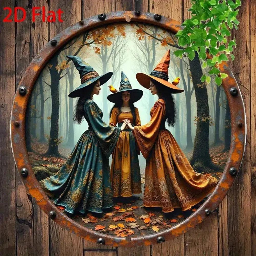 Witches Metal Sign Spooky Wall Decor for Witchy Halloween-MoonChildWorld