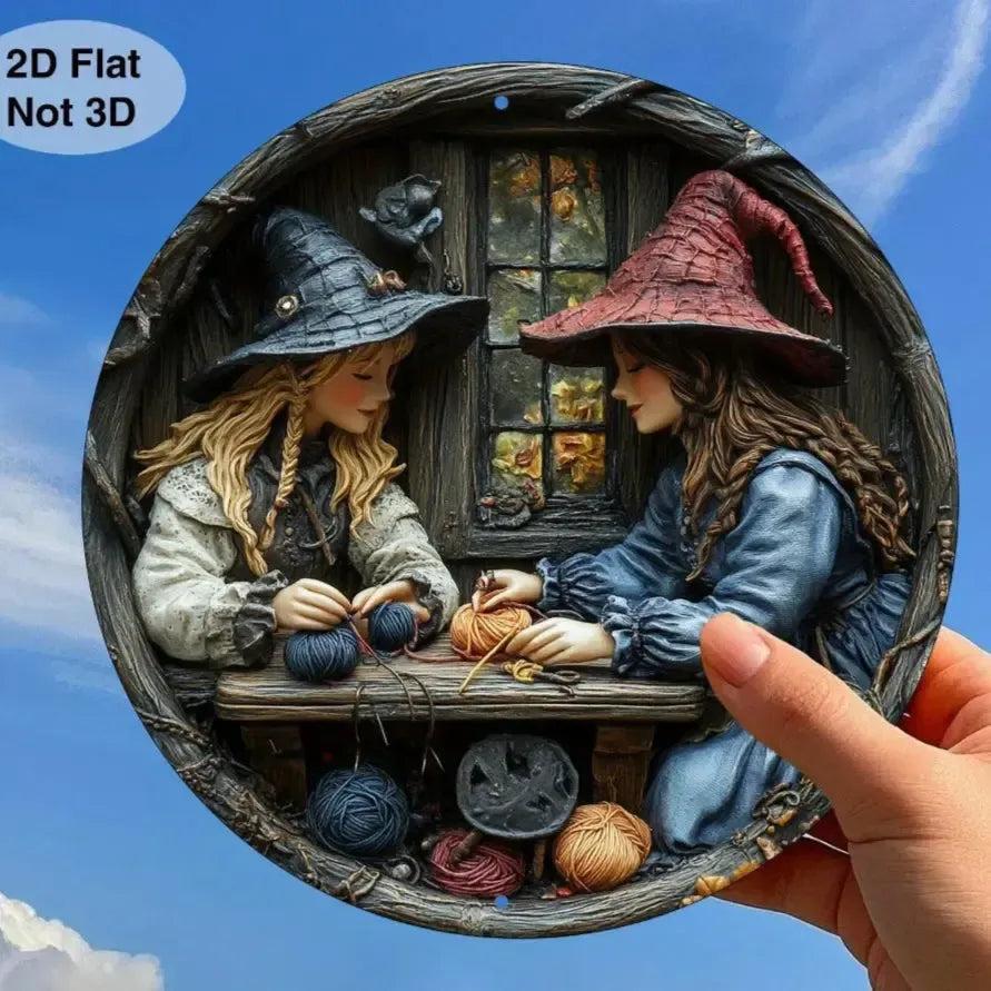 Witches Metal Sign Spooky Wall Decor for Witchy Halloween-MoonChildWorld