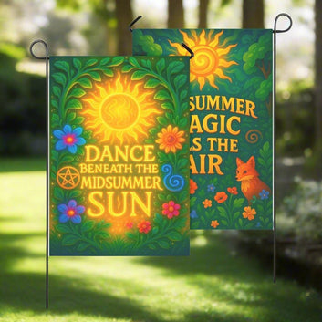 Witches Sabbat Garden Flag and House Flag for Pagan Litha Summer Solstice Decor