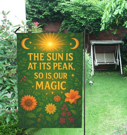 Witches Sabbat Garden Flag and House Flag for Pagan Litha Summer Solstice Decor-MoonChildWorld
