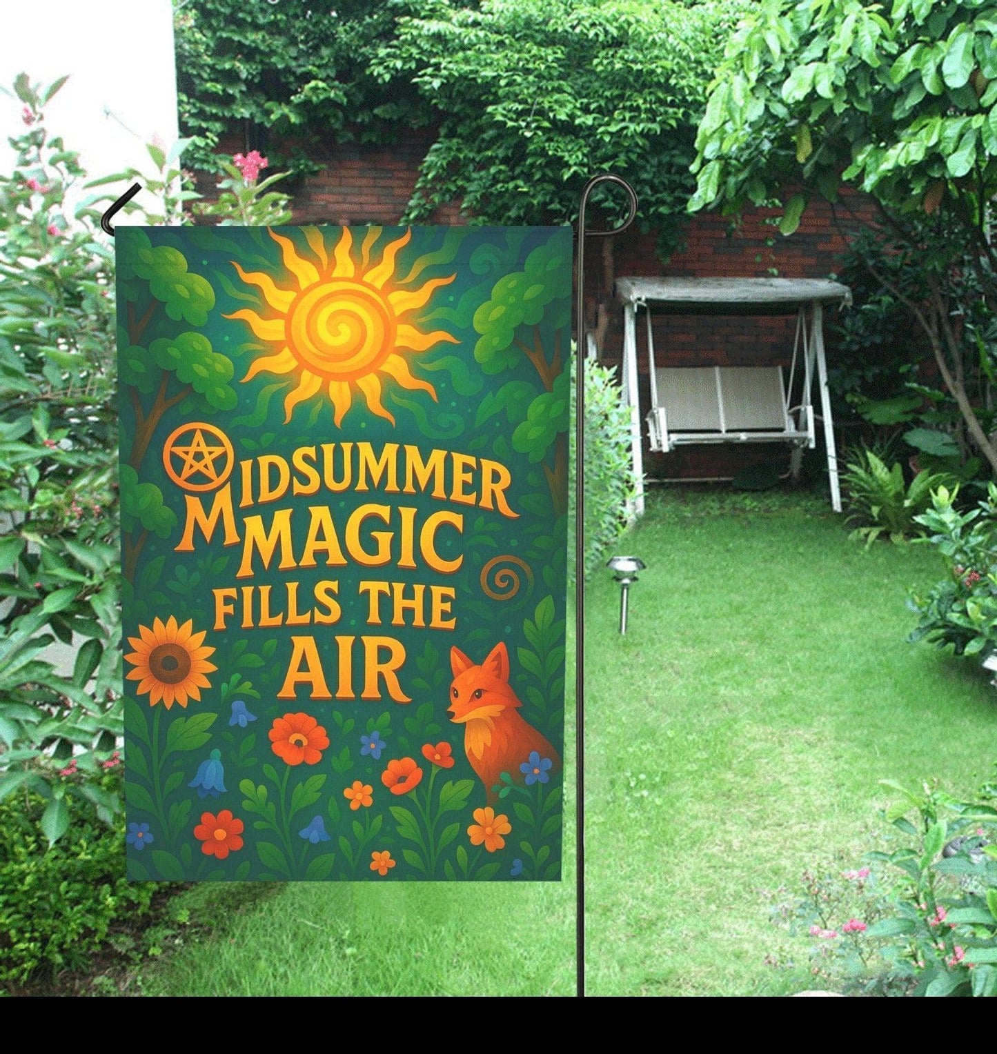 Witches Sabbat Garden Flag and House Flag for Pagan Litha Summer Solstice Decor-MoonChildWorld