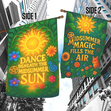 Witches Sabbat Garden Flag and House Flag for Pagan Litha Summer Solstice Decor-MoonChildWorld