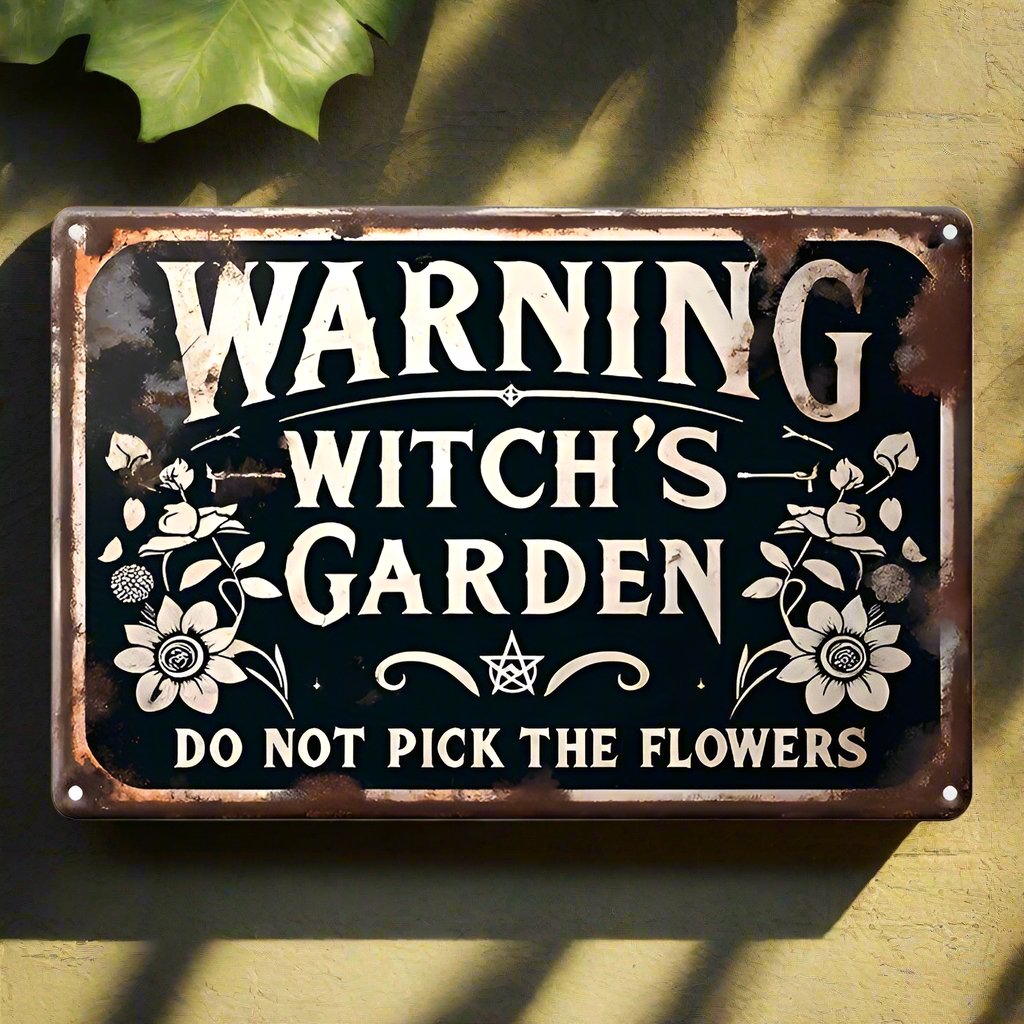 Witch's Garden Metal Sign Witch Wall Decor Halloween Welcome Sign-MoonChildWorld