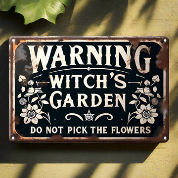 Witch's Garden Metal Sign Witch Wall Decor Halloween Welcome Sign-MoonChildWorld