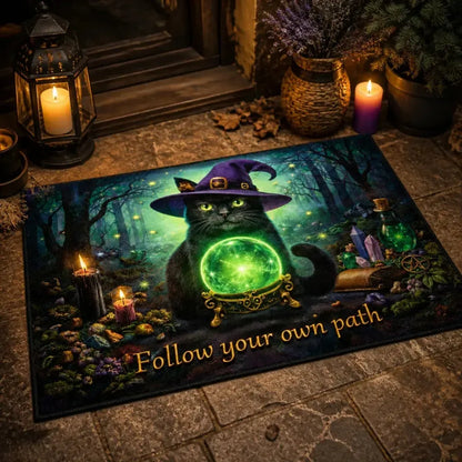Witchy Black Cat Doormat – Spooky Halloween Welcome Mat for Gothic Entryway_mockup_2.webp